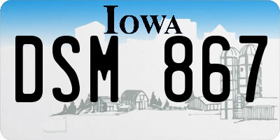 IA license plate DSM867