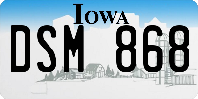 IA license plate DSM868
