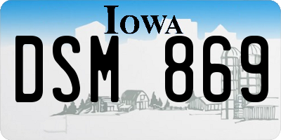 IA license plate DSM869