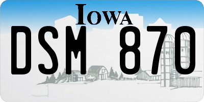 IA license plate DSM870