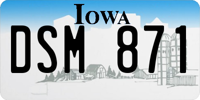 IA license plate DSM871