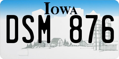 IA license plate DSM876