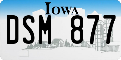 IA license plate DSM877
