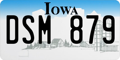 IA license plate DSM879