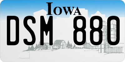 IA license plate DSM880