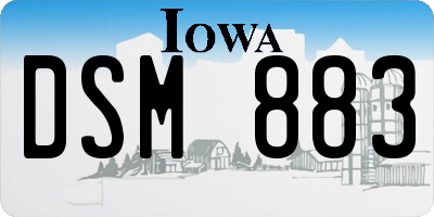 IA license plate DSM883