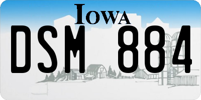 IA license plate DSM884