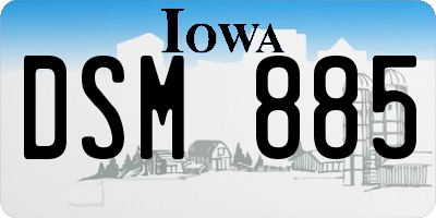 IA license plate DSM885