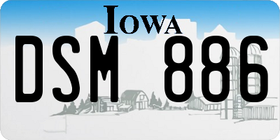 IA license plate DSM886