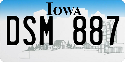 IA license plate DSM887