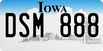 IA license plate DSM888
