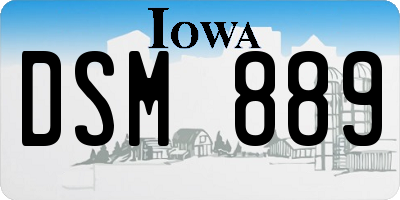 IA license plate DSM889