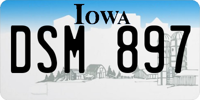 IA license plate DSM897