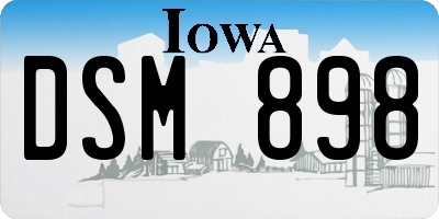 IA license plate DSM898