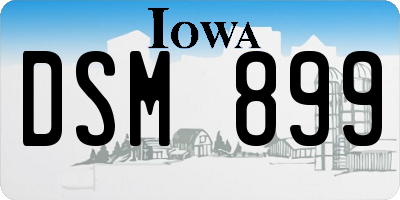 IA license plate DSM899