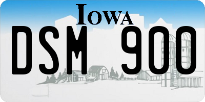 IA license plate DSM900