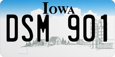 IA license plate DSM901