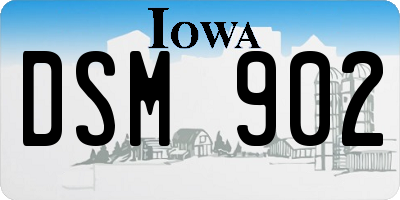 IA license plate DSM902