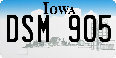 IA license plate DSM905