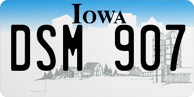 IA license plate DSM907