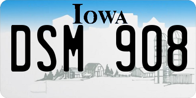 IA license plate DSM908