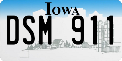 IA license plate DSM911