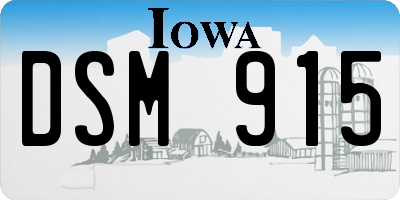 IA license plate DSM915