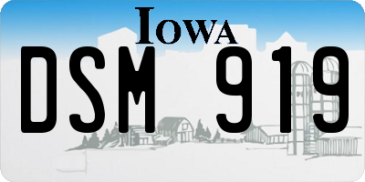 IA license plate DSM919