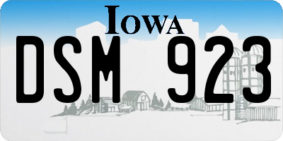 IA license plate DSM923