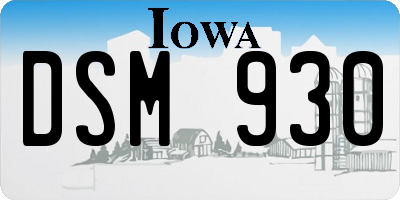 IA license plate DSM930