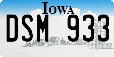 IA license plate DSM933