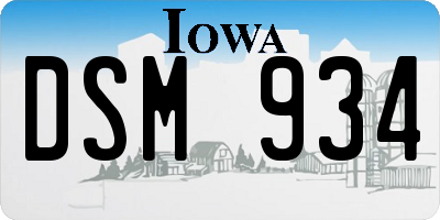 IA license plate DSM934