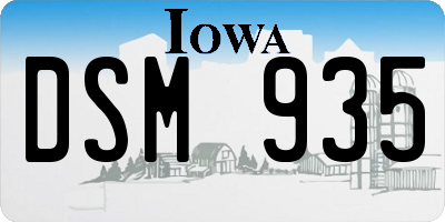 IA license plate DSM935