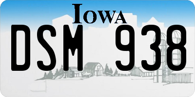 IA license plate DSM938