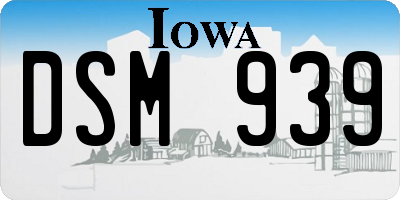 IA license plate DSM939