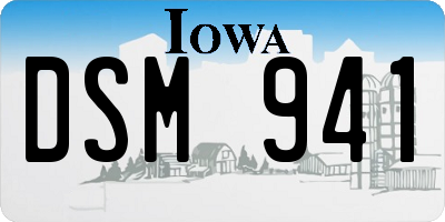 IA license plate DSM941