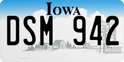 IA license plate DSM942