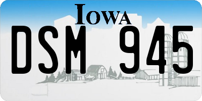 IA license plate DSM945