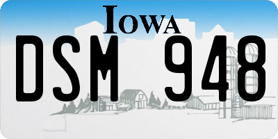 IA license plate DSM948