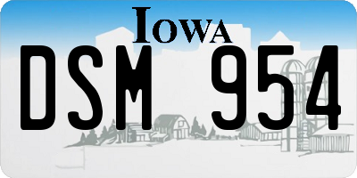 IA license plate DSM954