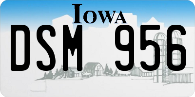 IA license plate DSM956
