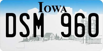 IA license plate DSM960