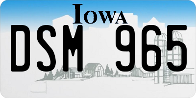 IA license plate DSM965