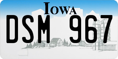 IA license plate DSM967