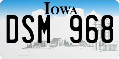 IA license plate DSM968