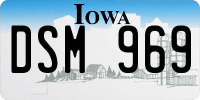 IA license plate DSM969