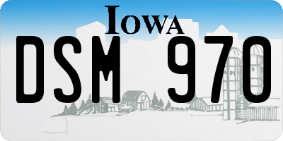 IA license plate DSM970
