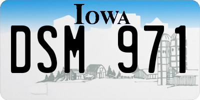 IA license plate DSM971