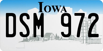 IA license plate DSM972
