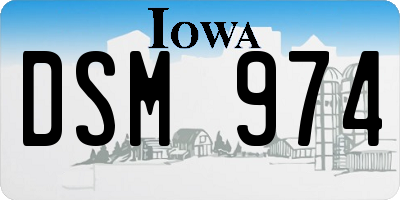 IA license plate DSM974